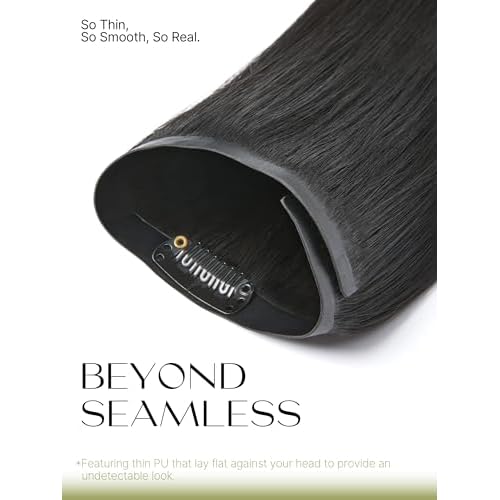 Frodio Clip Ins Hair Extensions Black: 2 Pack 200g Remy Real Human Hair Pu Seamless Silk Long Straight Invisible Full Thick Brazilian Jet Black Natural Color Beauty For Women Can Be Body Wave 14 Piece