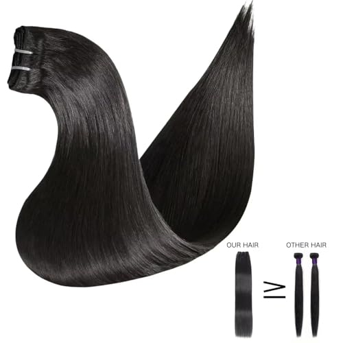 Straight Human Hair Bundles 16A 16 18 20 Inch 3 Bundles 100% Brazilian Unprocessed Virgin Hair Weave Raw Straight Bundles Human Hair Extensions Natural Black for Women