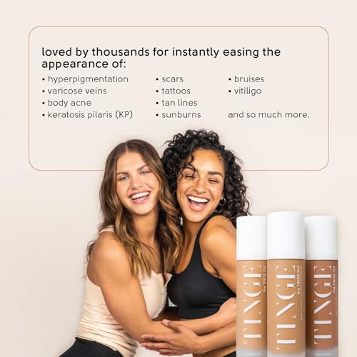 Tinge Tint Body Makeup, Lasts Up to 48 Hours, Medium Coverage Cream With Amino Acids, Hyaluronic Acid & Lysine, Semi Matte Finish, Water & Transfer Resistant, 3.38 Fl Oz - Medium Cool