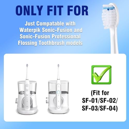 Replacement Heads for WaterPik Sonic Fusion SF-01/SF-02/SF-03/SF-04,Replacement Brush Heads Compatible with WaterPik Sonic Fusion 2.0 Flossing Toothbrush with Cover