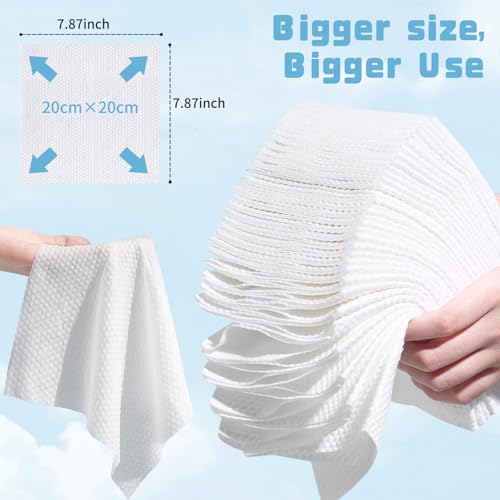 100 Count Disposable Face Towel, Biodegradable Facial Dry Wipes, Super Soft & Thick Face Cloth, Lint-Free Face Towelettes for Sensitive Skincare, Makeup Remover Dry Wipes, Facial Cleansing (6 Pack)