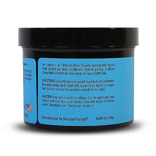 Don Juan Hybrido Pomade | Water Based | Strong Hold | High Shine | Natural Plant Extracts and Ocean Minerals | Summer Sea Breeze Scent, 32 oz.