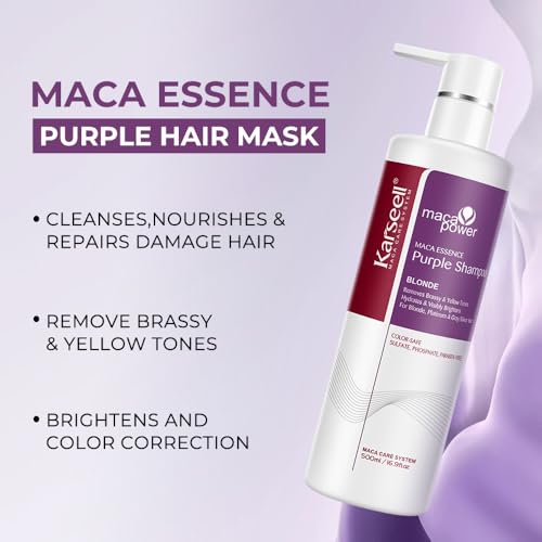Karseell Purple Shampoo for Blonde Silver Gray Highlighted Hair Professional Neutralizes Brass & Yellow Tones 16.90 oz 500ml