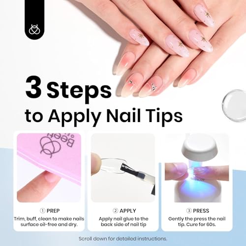 beetles Gel Polish 9 in 1 Gel Nail Glue for Clear Acrylic Nails Tips, Long Lasting Super Strong Brush Nail Glue for Fake Nails, Base Blooming Nail Gel, New Safe Formula, U V Light Cure