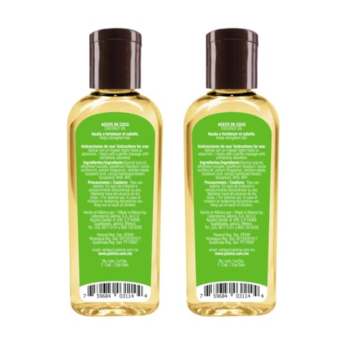 Jaloma Coconut Oil with Keratin to Help Strengthen Hair, 2 Pack, 4 Oz Each Bottle