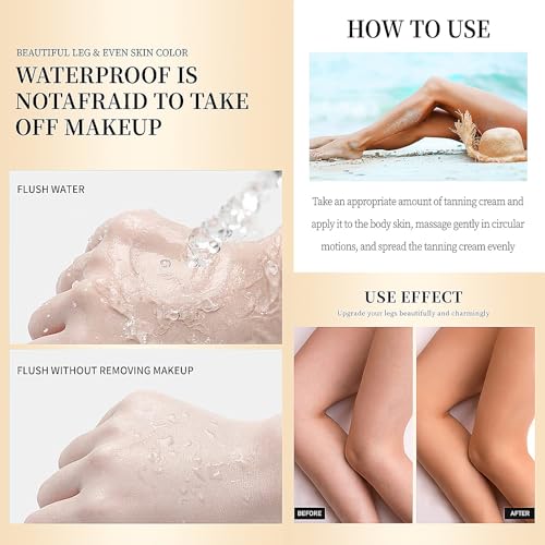 2PCS Leg Makeup Waterproof No Transfer, Leg Vein and Body Cover up Makeup for Tattoo Cover Up/Black Skin, Long Last Body Foundation (Fairest Glow, #01)