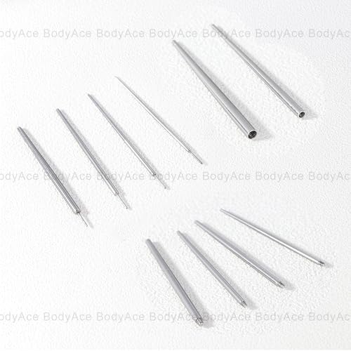BodyAce 14G 16G 18G 20G Piercing Taper, Stainless Steel Threadless Insertion Pin Screw On Assistant Tool, Curved Body Piercing Stretching Kit for Ear/Nose/Navel/Lip/Eyebrow