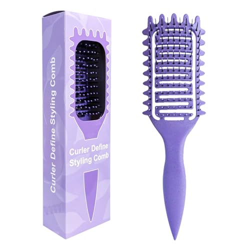 Curl Defining Brush, Vented Curly Hair Brush Defining for Shaping and Defining Curly Hair for Women and Men (Purple)
