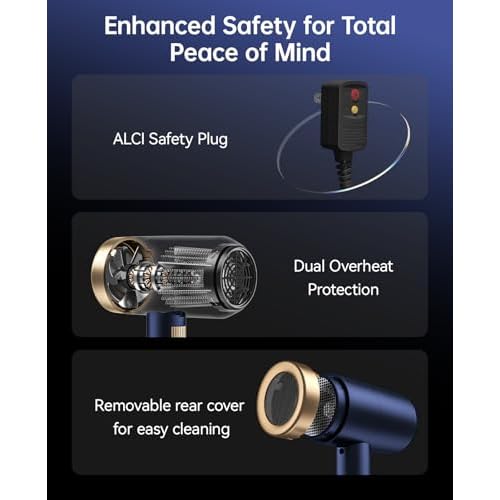Hair Dryers for Women, CONFU Hair Dryer with Diffuser, Blow Dryers for Men, Hairdryer with Diffuser Attachment, Portable Lightweight Fast Drying Negative Ion Hairdryer for Home