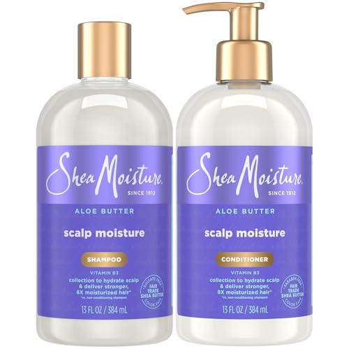 SheaMoisture Shampoo & Conditioner Set, Scalp Moisture with Aloe Butter & Vitamin B3 ? New Look, Same Intense Hydrating Hair Care, 13 Oz Ea
