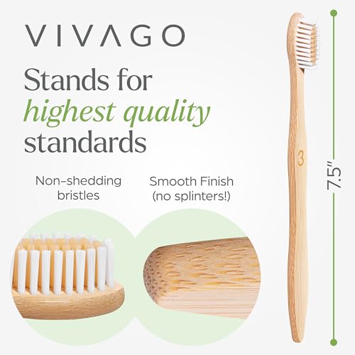 Bamboo Toothbrushes 10 Pack - BPA Free Soft Bristles Toothbrushes, Eco-Friendly, Natural Wooden Toothbrush