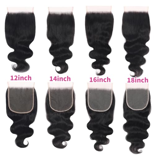 5x5 Transparent HD Lace Closure Human Hair Body Wave Human Hair Closure Invisible Swiss HD Lace Closure Pre-plucked Natural Black (5x5 lace closure, 16inch)