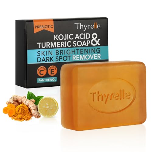 Kojic Acid and Turmeric Soap (3.5 oz) I Kojic Acid Soap for Body and Face I Turmeric soap bar with Panthenol, Vitamin C, Vitamin E and Prebiotics