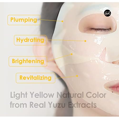 glowiest Sweet Dreams Yuzu Bright Collagen Mask Set of 3, Hydrating Face Collagen Jelly Mask, 78% Collagen, Niacinamide, Vitamin C, Peptides, Korean Skincare