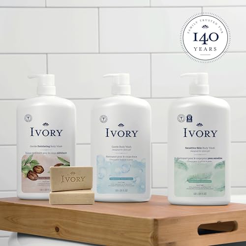 Ivory Exfoliating Bath Bar Soap, Designed for Whole Family with Plant-Based Cleansers, Made Without Heavy Perfumes, Parabens or Phthalates, Warm Vanilla + Oat Milk Scent, 3.17 oz (4 Count)