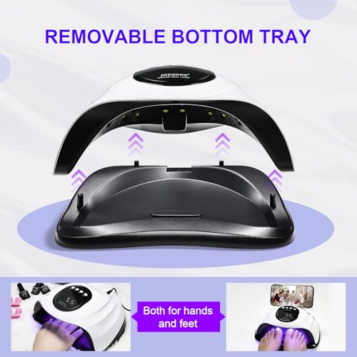 JODSONE Professional U V Nail Lamp with Phone Holder Automatic Sensor and 4 Timers Features 57 Bulbs Nail Lamp for Art Design