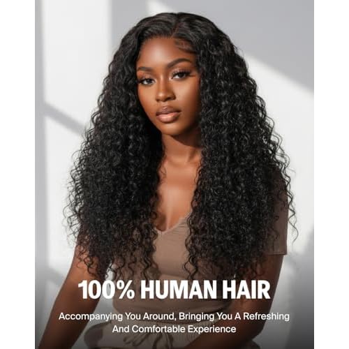 3D Water Wave Half Wig Human Hair 200% Density 3 In 1 Glueless Wigs Human Hair for Women Drawstring Wig Human Hair 100% Real Human Hair 16 Inches