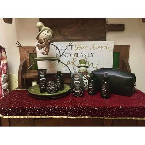 Grooming Gift For Men Natural Pinecone Peppermint Bath & Body Tote - Luxury Shaving, Skincare, Beard & Bath Self-Care Gift Set