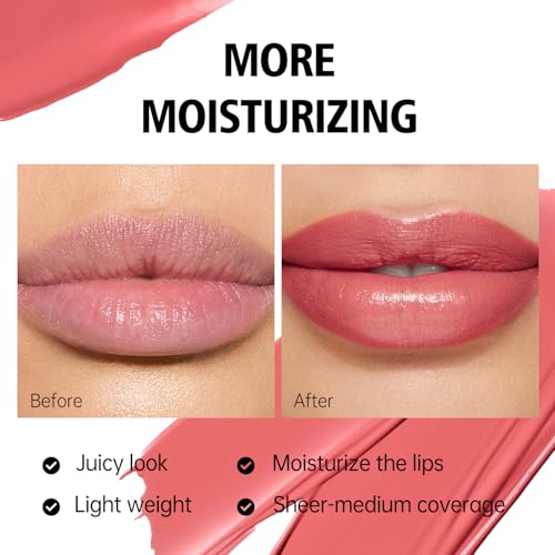 MAKI YIKA Moisture Light Brown Lipstick for Women Hydrate Lip Gloss for Dry Cracked Lips Weightless Glossy Lip Color Juicy Finish,MA050 Milk Brown