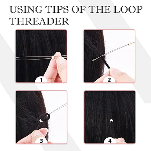 Microlinks Hair Extensions Kit,Beads Hair Extensions Threader Pulling Hook Pliers,Micro Link Tools Hair Feathers Extensions Kit for Hair Style