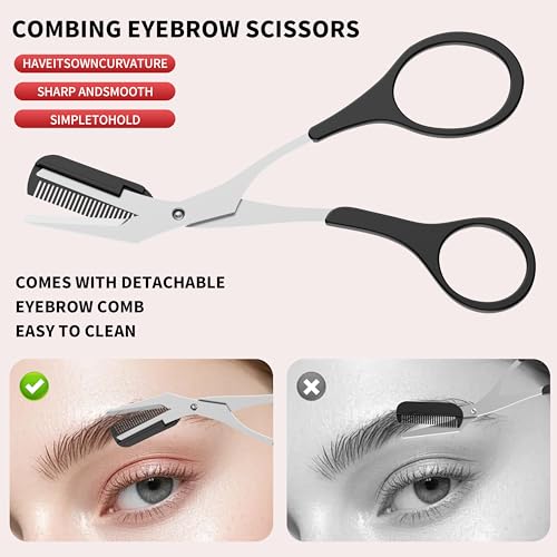 Tweezers for Women Facial Hair, 9 in 1 Eyebrow Kit with Tweezers, Eyebrow Trimmer Scissors, Razor, Brush with Leather Travel Case, Hair Plucking Daily Beauty Tools