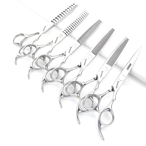 6/6.5 inch professional hair scissors hairdresser hair thinning scissors hairdressing tools barber scissors (6.5-inch 6pc)