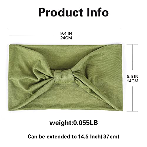 GiLi 6 Pack Wide Headbands for Women Non Slip Soft Elastic Hair Bands Yoga Running Sports Workout Gym Head Wraps, Knotted Cotton Cloth African Turbans Bandana (with 6 Pcs Hair Ties)