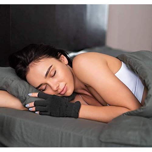 MIG4U 3 Pairs Fingerless Moisturizing Gloves, Half Finger Touchscreen Beauty Glove for Eczema, SPA, Dry Hands, Skin Treatment, Summer Sun UV Protection (S/M, Black-3pairs)