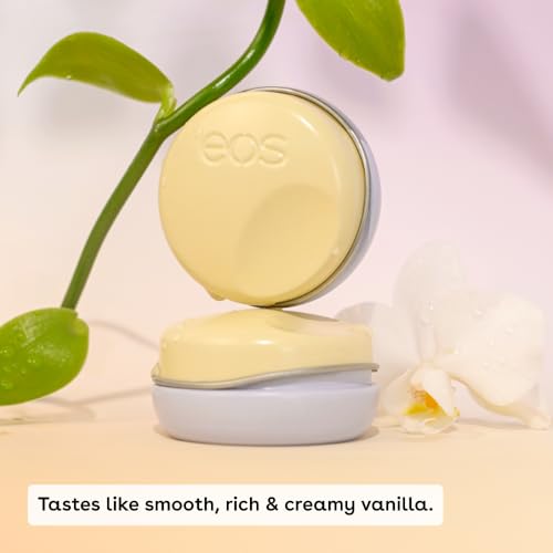 eos Plant-Based Vegan Lip Salve - Vanilla Bean, 100% Natural Formula, Cocoa Butter Lip Balm with Upcycled Olive Squalane, Cruelty-Free, 0.42 oz