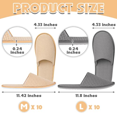 12-20 Pairs Disposable Slippers for Guest, Non Slip Disposable Slippers for Women and Men, Breathable House Slippers Indoor Outdoor for Hotel Essentials Shoeless Home Spa Travel