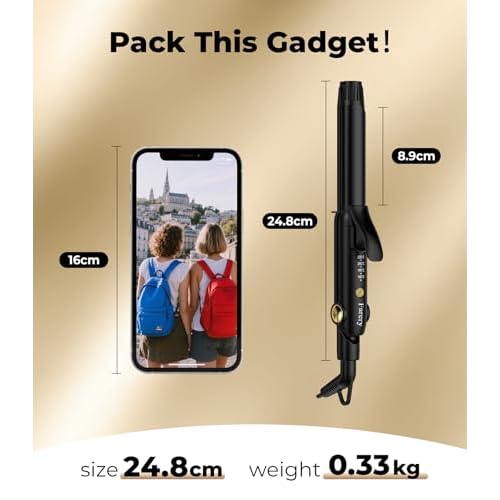 Farery Curling Iron 1 Inch & Flat Iron, 2-in-1 Europe Compact Travel Size Curling Wand, Dual Voltage Mini Hair Straightener with 4 Adjustable Temp for Short Hair