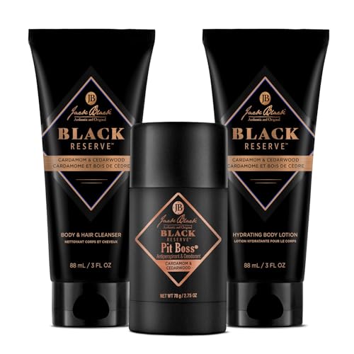 Jack Black Body Collection Set for Men - Mens Body Wash, Pit Boss Men's Deodorant, Body Lotion, Grooming Kit