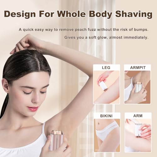 Facial Hair Removal for Women, Portable Painless Lady Shaver with Built-in LED, Wet/Dry Electric Razor Hair Remover Device for Face/Lips/Peach/Fuzz