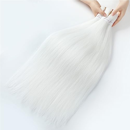 Braiding Hair Pre Stretched 26inch 3 Packs White Braiding hair Extensions Synthetic Crochet Braids, Hot Water Setting Professional Soft Yaki Texture. (26inch(3Packs),White#)