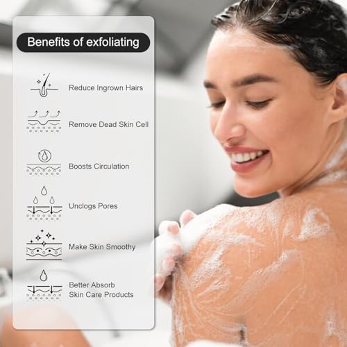 Exfoliating Glove, Korean Exfoliating Mitt, Exfoliating Body Scrubber, Viscose Fiber Shower Mitt, Dead Skin Remover for Smooth Skin, Self-Tan Prep and Removal, Pink
