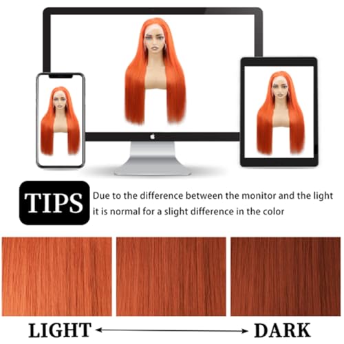 32 Inch Ginger Wig Human Hair 13X6 200% Density Ginger Orange Lace Front Wigs Human Hair 350 Colored Straight HD Transparent Lace Frontal Wigs Pre Plucked With Baby hair