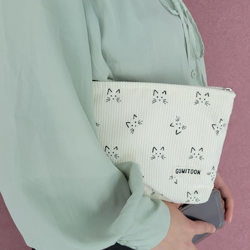 Makeup Bag Cute Cat Cosmetic Bag for Women Organizer With Zipper Corduroy makeup Bag Brushes Storage Bag Travel Toiletry Bag Organizer