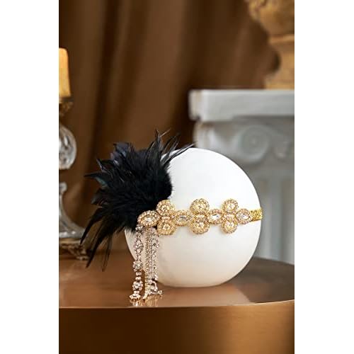 BABAEYOND 1920s Headpiece Flapper Headband - Feather Crystal Headpiece Flapper Accessories