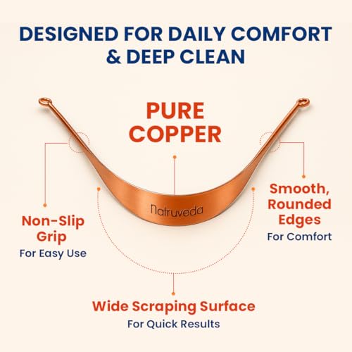 100% Pure Copper Tongue Scraper ? Limpiador de Lengua Raspador for Adults & Kids | Metal Tongue Cleaner for Fresh Breath | Reusable Ayurvedic Tongue Scraper | Tongue Cleaning Tool (6 Pack, USA Seller)
