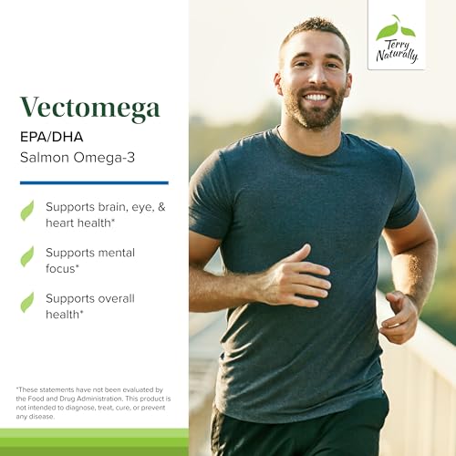Terry Naturally Vectomega - Supplement with EPA & DHA - Omega-3 Tablets for Brain & Heart Health Support - Nutritional Supplement with Essential Fatty Acids & Peptides - 60 Tablets (Pack of 2)