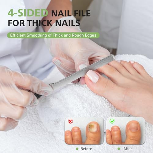 BALUCA Toenail File for Thick Nails & Ingrown Relief | Heavy Duty Metal Emery Board with Toenail Lifter for Seniors, Coarse Grit & Durable Stainless Steel Design (Black, 1.0, Count, 180/240 Grit)