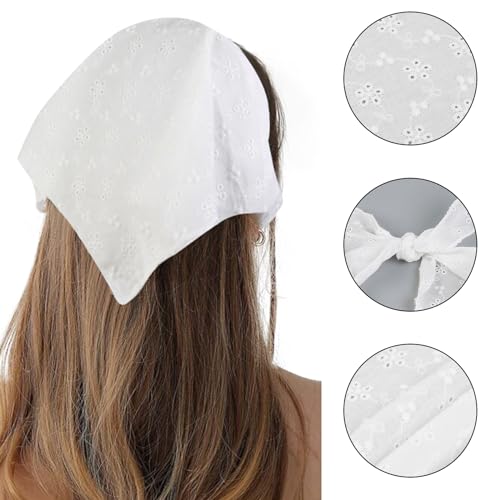Hair Bandanas for Women Trendy Bandana Head Kerchief for Women¡¯s Hair Cute Hair Scarf Headband White Adjustable Bandana