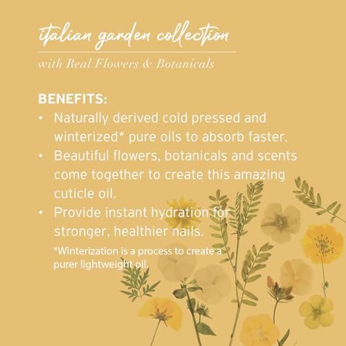 Cuccio Botanicals Revitalizing Cuticle Oil ? Roman Garden (Lily & Italian Jasmine Scent) ? Infused with Real Flowers & Natural Oils for Deep Hydration, Non-Greasy Spa Experience, 2.1 oz