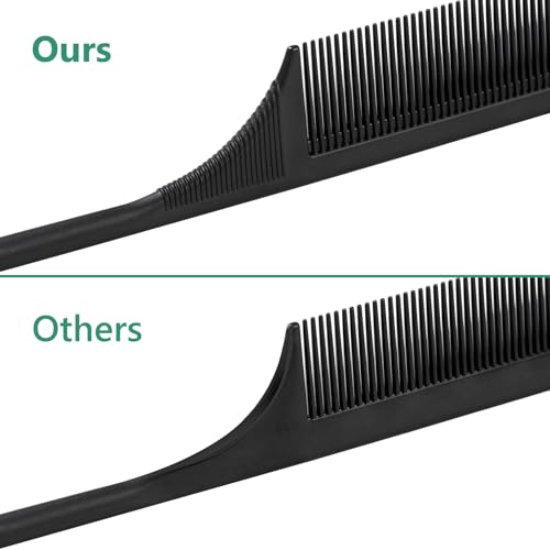 4Pcs Rat Tail Combs for Women - Fine Tooth Anti-Static Carbon Fiber Parting & Styling Combs (Green, Black) (Black and Green)