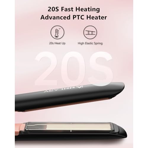 Hair Straightener 1 Inch Flat Iron and Curler 2 in 1 Titanium Ceramic Ionic Dual Voltage Straightener with Heat-Resistant Silicone, for Less Frizz, Shinier & Smoother