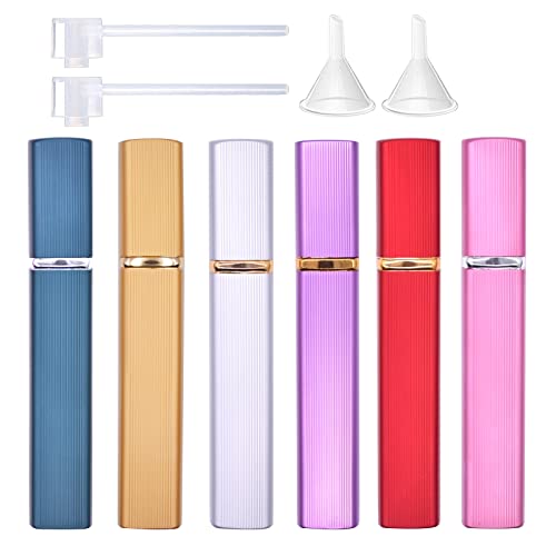 12ML Perfume Atomizer Bottle Refillable,Mini Portable Spray Bottle,Scent Pump Case,With Dispenser tool,for Out Side Work Travel Fitness (Pack of 6)