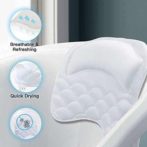 Beautybaby Bathtub Spa Pillow Bath Pillows for tub, with Non-Slip 8 Large Strong Suction Cups, Free Machine Washable Bag