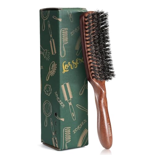 Hair brush for Men, Boar Bristles Slick Back Hair Brush for Fine Thin Medium Hair, Nature Boar Hairbrush for Beard Styling