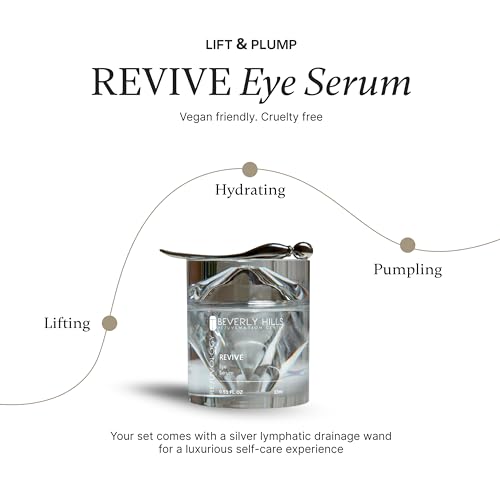 Rejuvology Revive Eye Serum with Lymphatic Wand, 0.51 fl oz - Reduces Dark Circles, Brightens & Firms Area, Improves Skin Barrier & Hydration - by Beverly Hills Rejuvenation Center