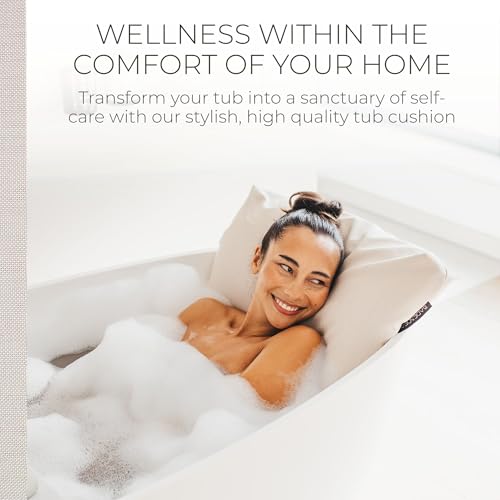 BADESOFA¢ç Luxury Bathtub Pillow L - Large Bath Pillow for Therapeutic Neck and Back Support Quick-Drying - Full Body Bath Tub Cushion - Luxury Spa Cushion in Ivory Pearl
